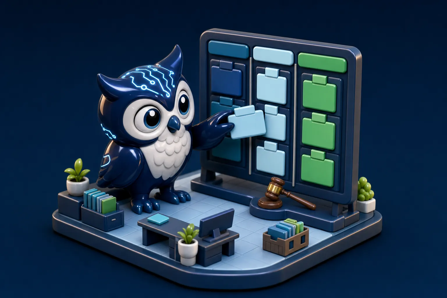 Diorama 3D: a coruja organizando o funil e os processos no CRM