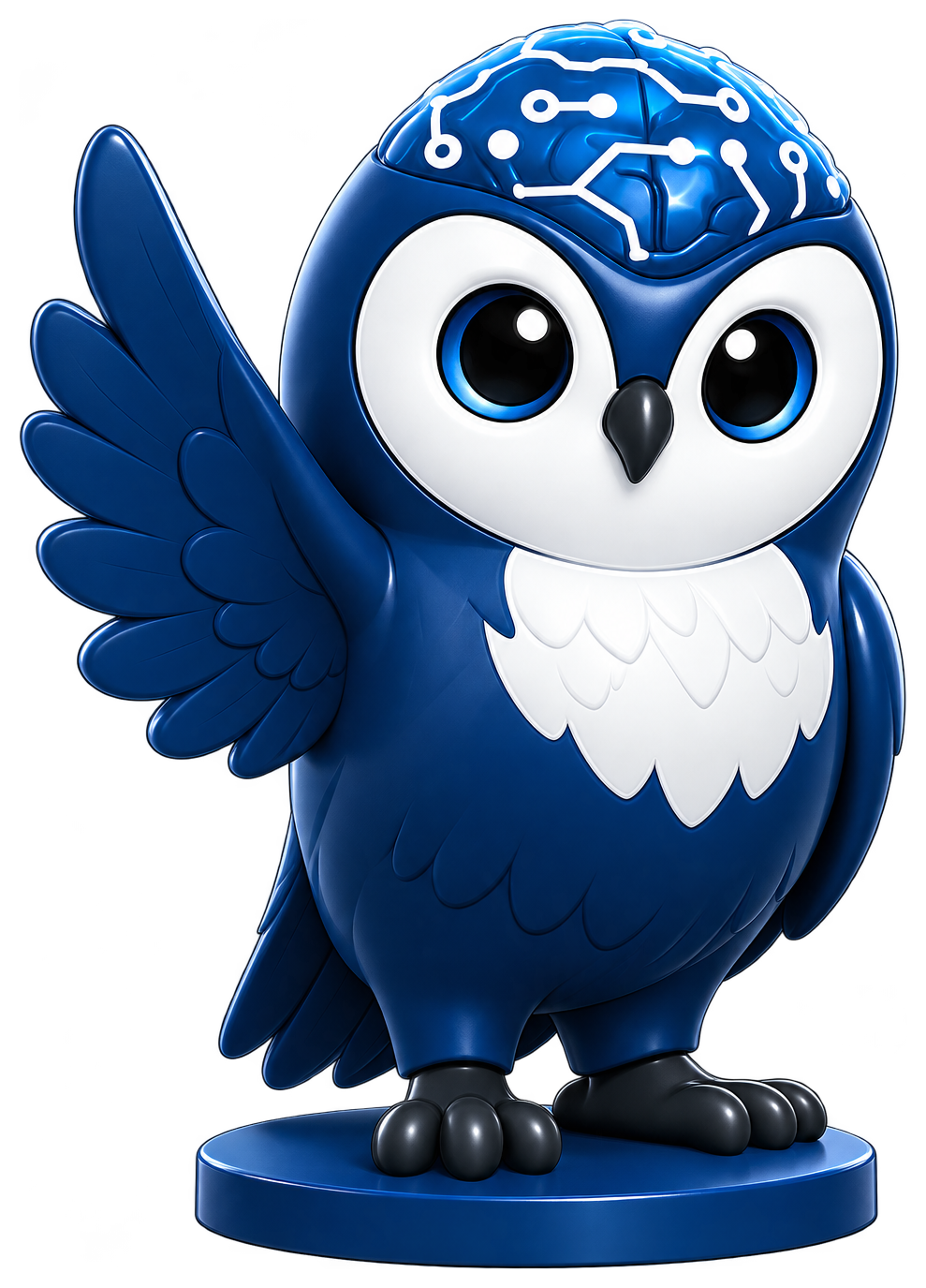 Lia — mascote coruja da RIA acenando