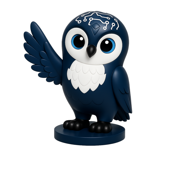 Lia — mascote coruja da RIA